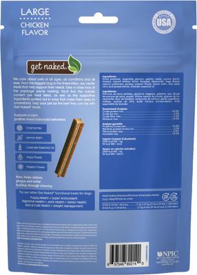 Show full view: Get Naked Calming Health Dental Sticks Chicken Flavor Grain-Free Large Dog Treats, 6.6-oz bag slide 3 of 9