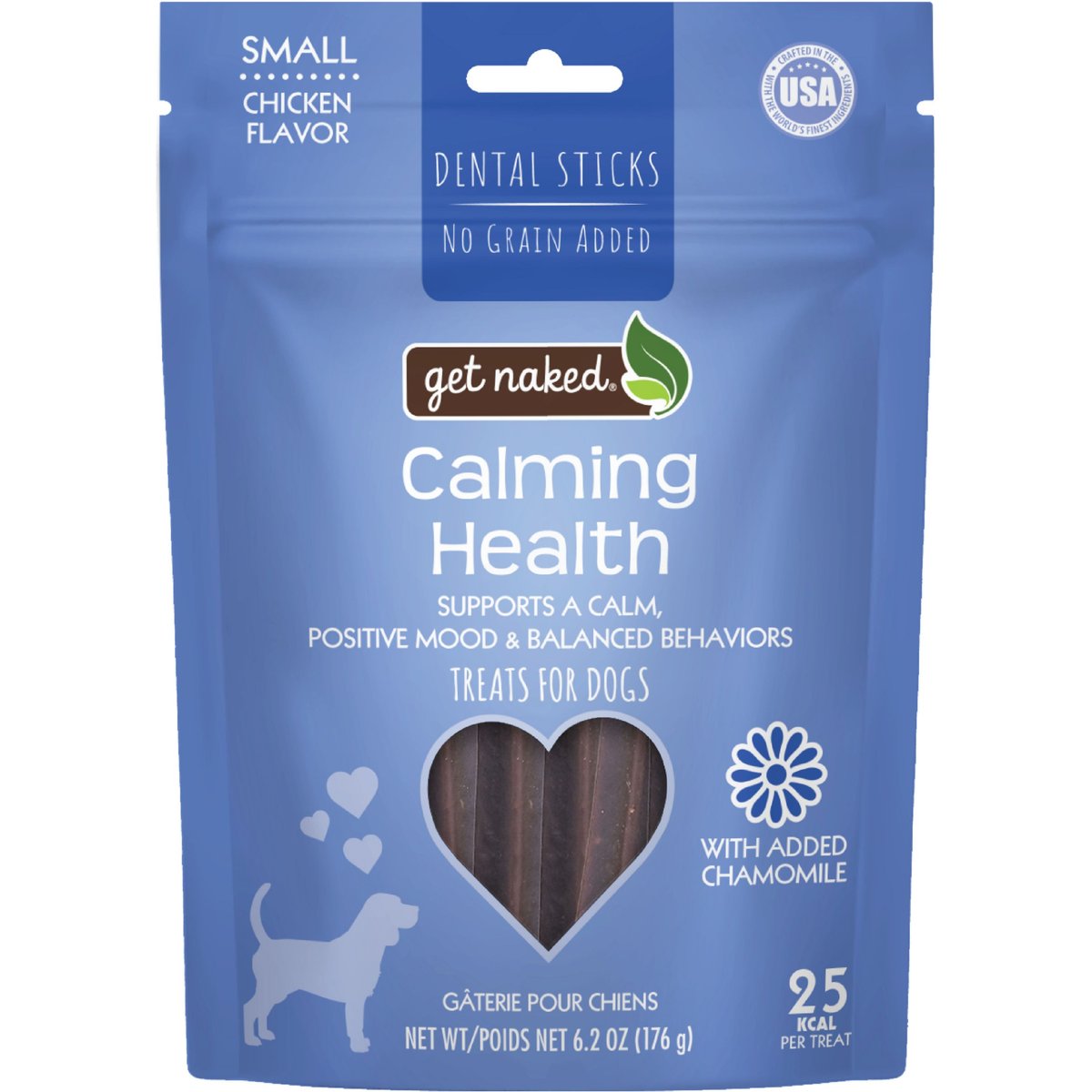 Get Naked Calming Health Dental Sticks Chicken Flavor Grain-Free Small Dog Treats, 6.2-oz bag