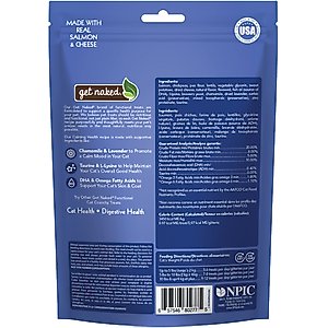 Get Naked Calming Health Grain-Free Salmon & Cheese Flavor Crunchy Cat Treats, 2.5-oz bag