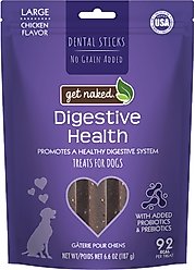 Get Naked Digestive Health Grain-Free Dental Stick Dog Treats, 18 count, Small