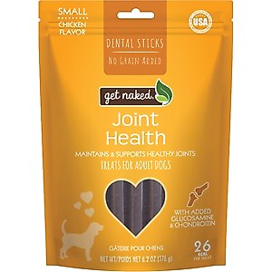 Get Naked Joint Health Grain-Free Dental Stick Dog Treats, 18 count, Small
