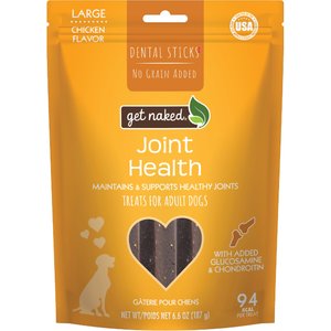 Get Naked Joint Health Grain-Free Dental Stick Dog Treats, 6 count, Large
