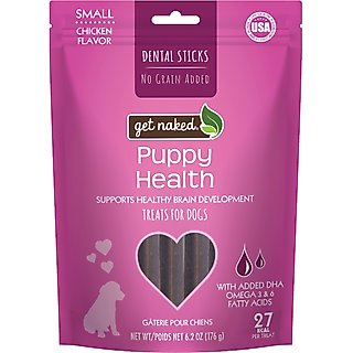 Get Naked Puppy Health Grain-Free Small Dental Stick Dog Treats, 18 count slide 1 of 5