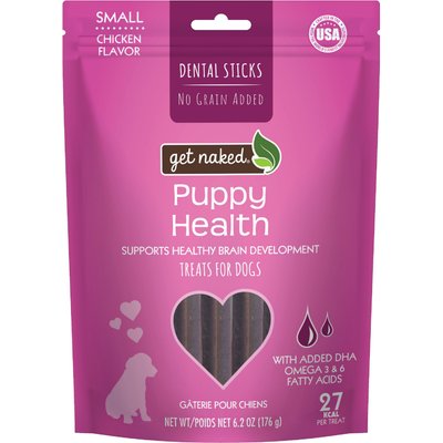 Get Naked Get Naked Puppy Health Grain-Free Small Dental Stick Dog Treats, 18 count