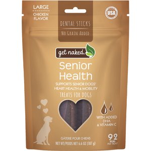 Get Naked Senior Health Dental Sticks Chicken Flavor Grain-Free Large Dog Treats, 6.6-oz bag
