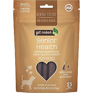 Get Naked Senior Health Dental Sticks Chicken Flavor Grain-Free Small Dog Treats, 6.2-oz bag