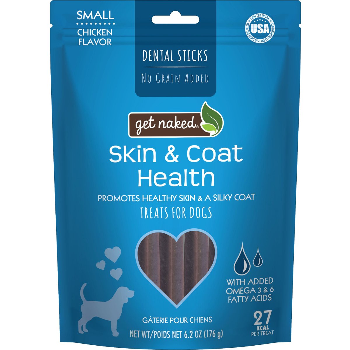 Get Naked Skin & Coat Health Dental Sticks Dog Treats, Small