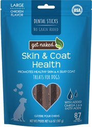 Get Naked Skin & Coat Health Grain-Free Dental Stick Dog Treats, 6 count, Large
