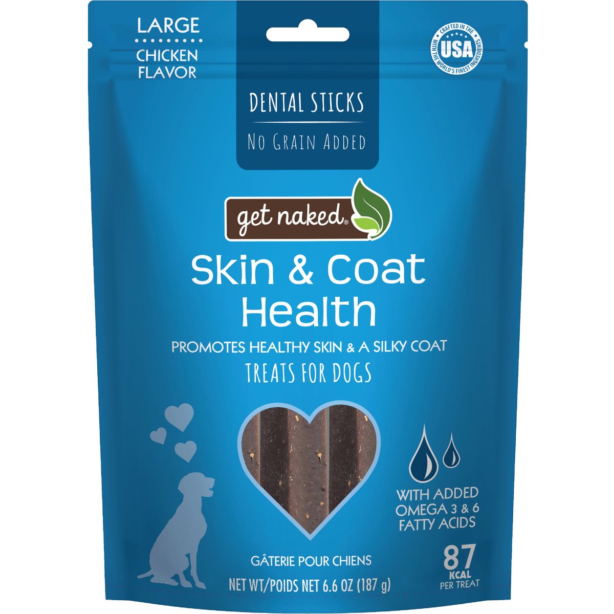 Get Naked Skin & Coat Health Grain-Free Dental Stick Dog Treats, 12 count bundle