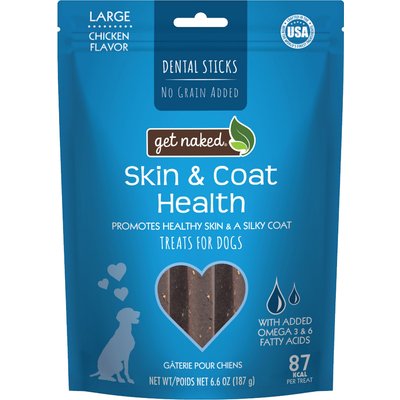 Get Naked Get Naked Skin & Coat Health Grain-Free Dental Stick Dog Treats, 12 count bundle