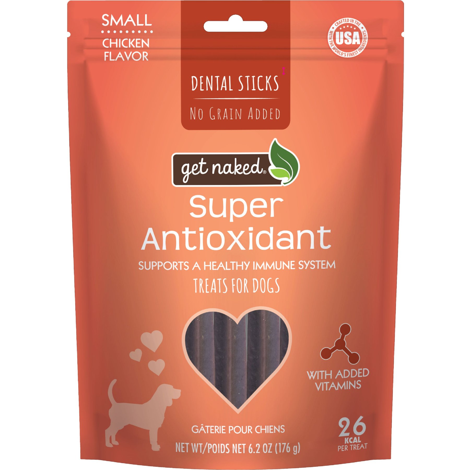 Get Naked Super Antioxidant Grain-Free Dental Stick Dog Treats, Small, 36 count