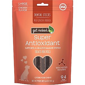 Get Naked Super Antioxidant Grain-Free Dental Stick Dog Treats, 6 count, Large