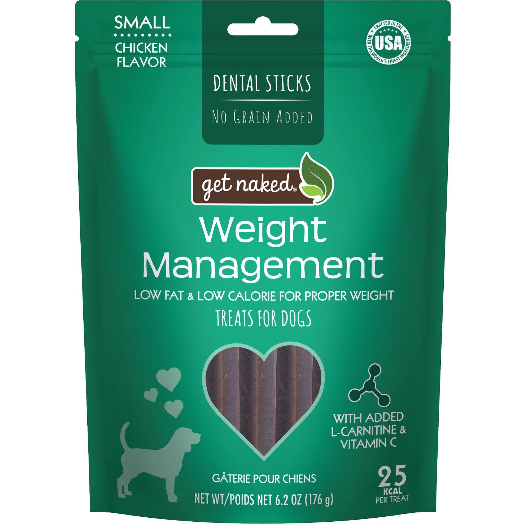 Get Naked Weight Management Small Grain-Free Chicken Flavor Dental Dog Treats, 37.2-oz bundle