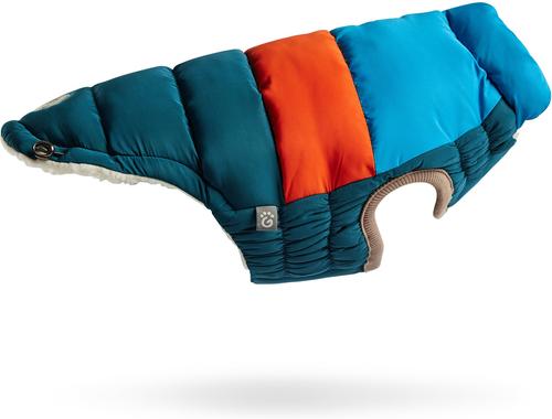 Show full view: GF Pet Block Color Puffer Dog Coat, Dark Teal, XX-Small slide 4 of 10