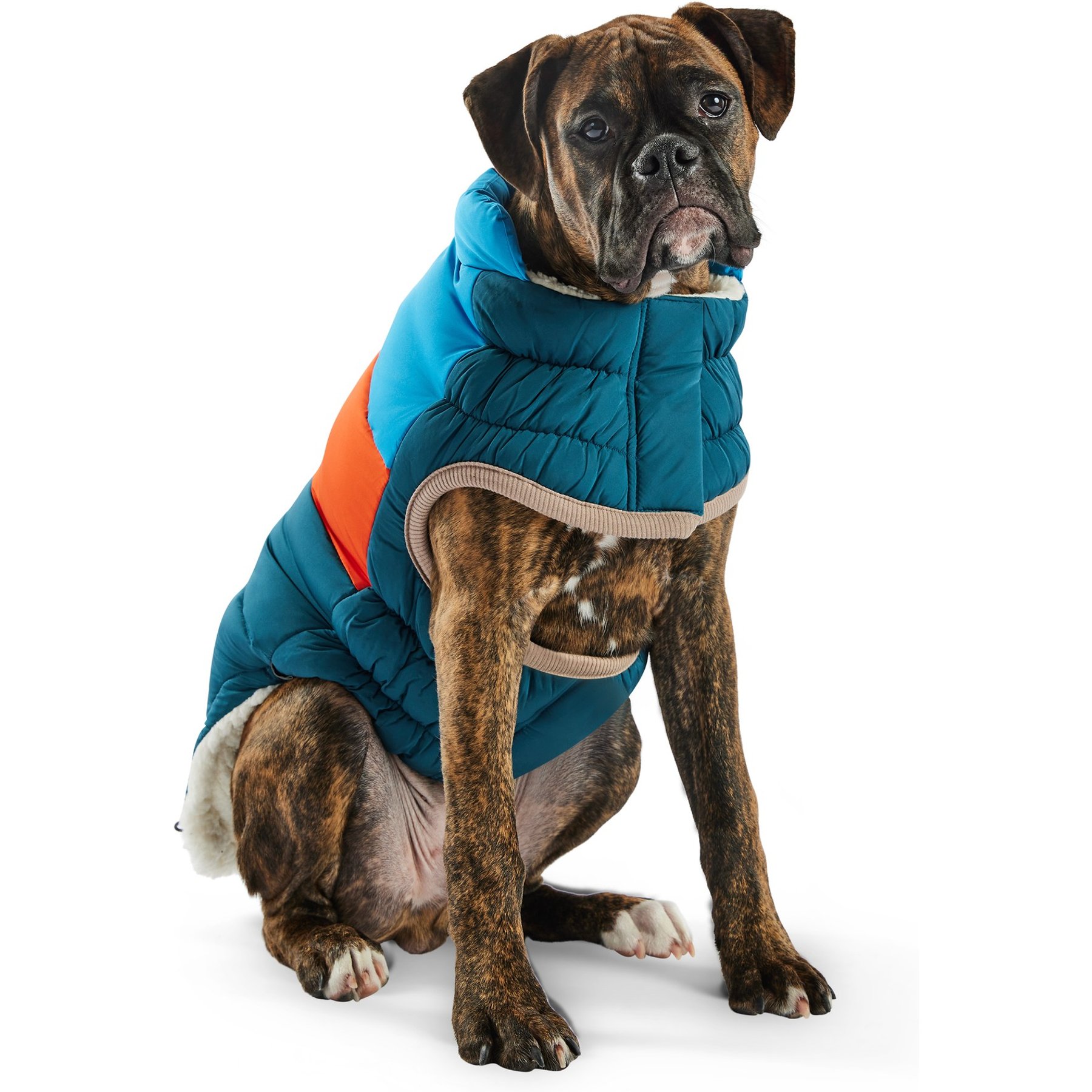 GF Pet Block Color Puffer Dog Coat, Dark Teal, XXX-Large