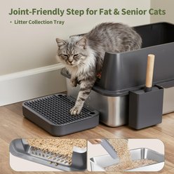 Gimars 3-in-1 Enclosed Dual Top Front Entry Stainless Steel 16-in High Walls, Leak-Proof, Odor Control Cat Litter Box, X-Large: 11-lb box slide 2 of 7