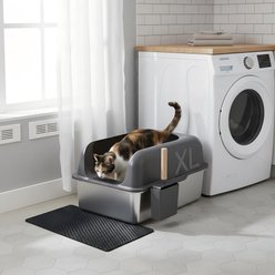 Gimars 36-L Stainless Steel Metal Tray with with Scoop & Mat Covered Cat Litter Box, X-Large: 8-lb box slide 2 of 7