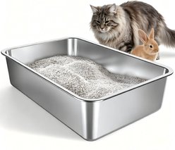 Gimars Thicken Stainless Steel Tray High Side Rustproof Pan Cat Litter Box, X-Large: 4-lb box