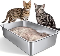 Gimars Thicken Stainless Steel Tray High Side Rustproof Pan Cat Litter Box, XX-Large: 5-lb box slide 1 of 6