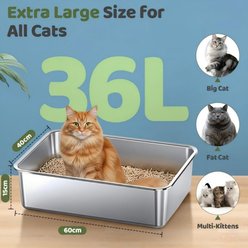 Gimars Thicken Stainless Steel Tray High Side Rustproof Pan Cat Litter Box, XX-Large: 5-lb box slide 2 of 6