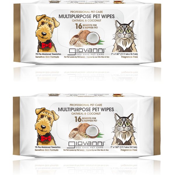 Giovanni Professional Multipurpose Oatmeal & Coconut Dog & Cat Wipes