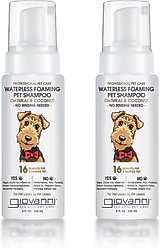 Giovanni Professional Waterless Foaming Oatmeal & Coconut Dog Shampoo, 8-fl oz bottle, case of 2
