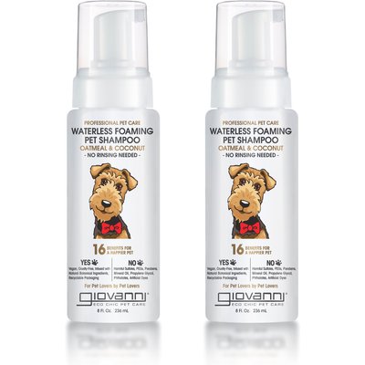Giovanni Giovanni Professional Waterless Foaming Oatmeal & Coconut Dog Shampoo, 8-fl oz bottle, case of 2