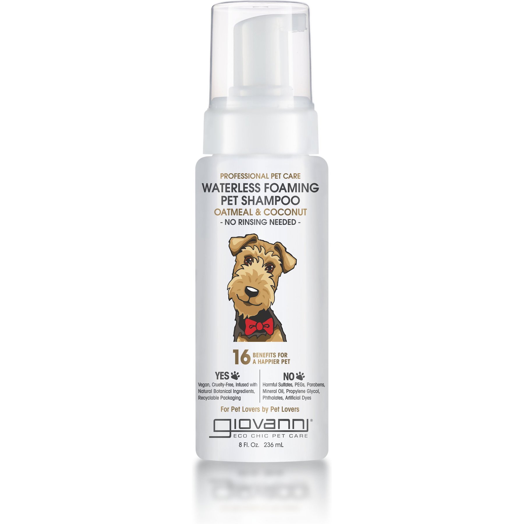 Giovanni Professional Waterless Foaming Oatmeal & Coconut Dog Shampoo, 8-fl oz bottle