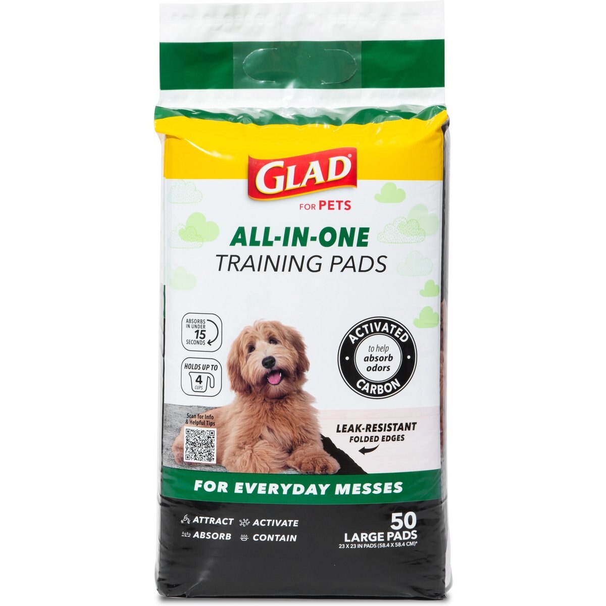 Glad for Pets Black Charcoal Puppy Pad, 23" x 23", 50 count