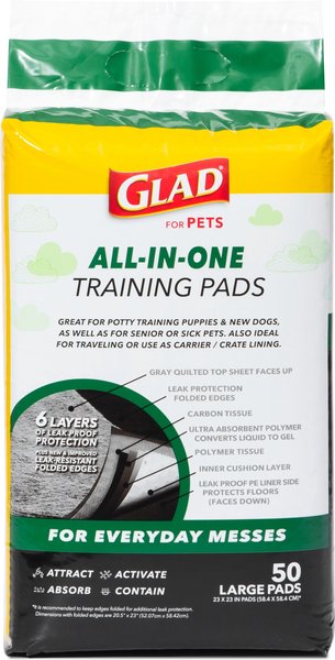 Show full view: Glad for Pets Black Charcoal Puppy Pad, 23" x 23", 50 count slide 2 of 10