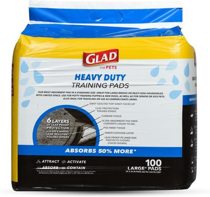 Show full view: Glad for Pets Heavy Duty Activated Carbon Dog Training Pads, 24 x 24-in, 100 count slide 2 of 10