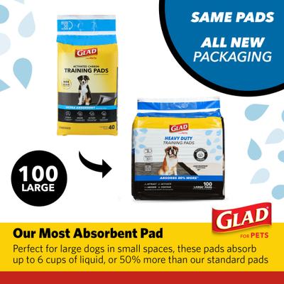 Show full view: Glad for Pets Heavy Duty Activated Carbon Dog Training Pads, 24 x 24-in, 100 count slide 6 of 10