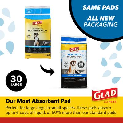 Show full view: Glad for Pets Heavy Duty Activated Carbon Dog Training Pads, 24 x 24-in, 30 count slide 6 of 10