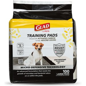 Glad for Pets Micro-Defensive Technology Activated Carbon Dog Training Pads, 23 x 23-in, 100 count