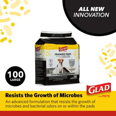 Show full view: Glad for Pets Micro-Defensive Technology Activated Carbon Dog Training Pads, 23 x 23-in, 100 count slide 6 of 10