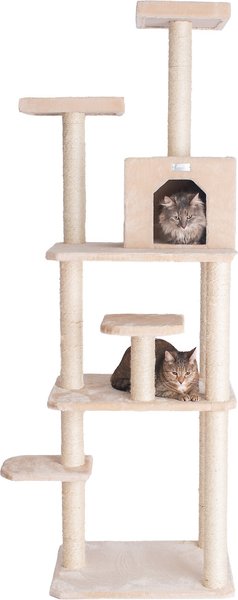 Show full view: GleePet 74-in Faux Fur Cat Tree & Condo, Beige slide 1 of 12