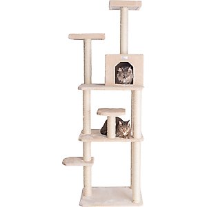 GleePet 74-in Faux Fur Cat Tree & Condo, Beige