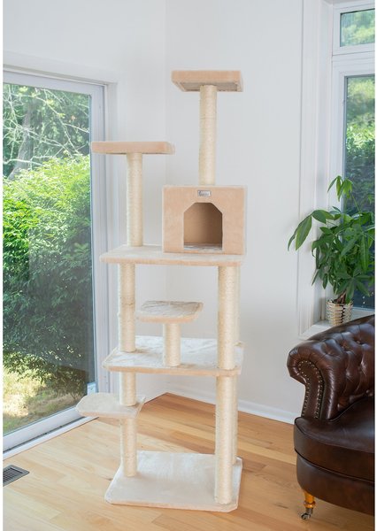 Show full view: GleePet 74-in Faux Fur Cat Tree & Condo, Beige slide 3 of 12