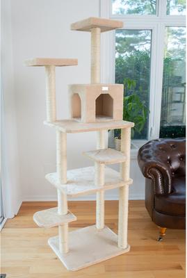 Show full view: GleePet 74-in Faux Fur Cat Tree & Condo, Beige slide 4 of 12