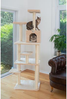 Show full view: GleePet 74-in Faux Fur Cat Tree & Condo, Beige slide 5 of 12