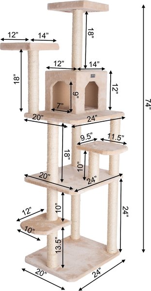 Show full view: GleePet 74-in Faux Fur Cat Tree & Condo, Beige slide 9 of 12