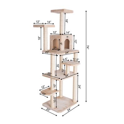 Show full view: GleePet 74-in Faux Fur Cat Tree & Condo, Beige slide 9 of 12
