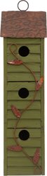 Glitzhome Distressed Solid Wood Birdhouse, Green