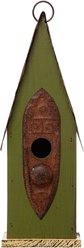 Glitzhome Distressed Solid Wood Birdhouse, Green