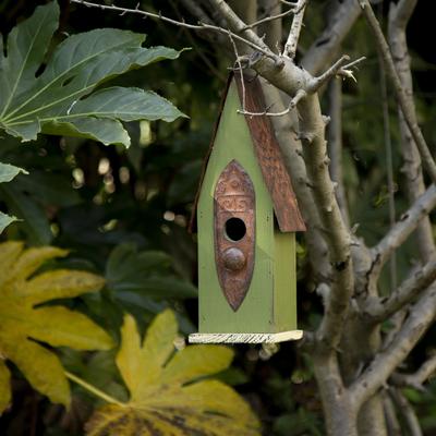 Show full view: Glitzhome Distressed Solid Wood Birdhouse, Green slide 4 of 7