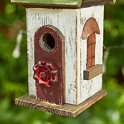 Glitzhome Distressed Solid Wood Birdhouse, White & Green slide 2 of 8