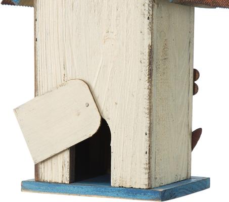 Show full view: Glitzhome Distressed Solid Wood Birdhouse with 3D Flowers, White slide 7 of 8