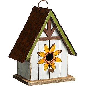 Glitzhome Distressed Solid Wood Birdhouse