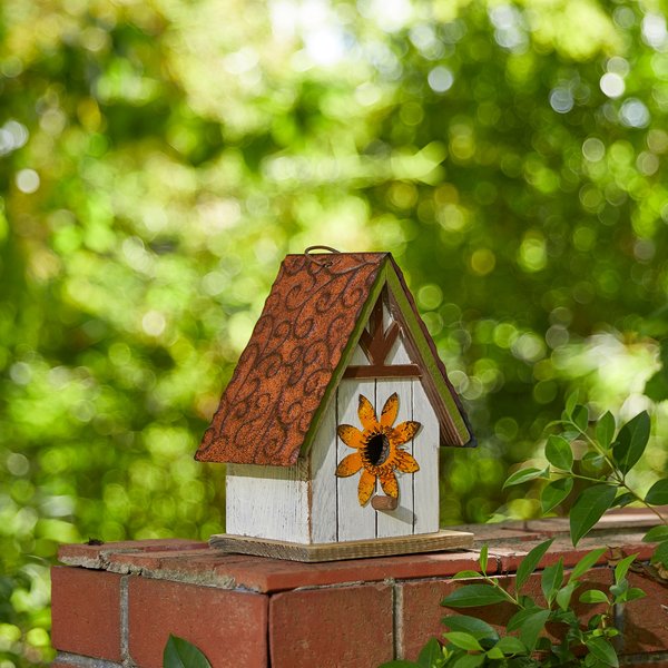 Show full view: Glitzhome Distressed Solid Wood Birdhouse slide 5 of 7
