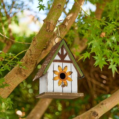 Show full view: Glitzhome Distressed Solid Wood Birdhouse slide 4 of 7